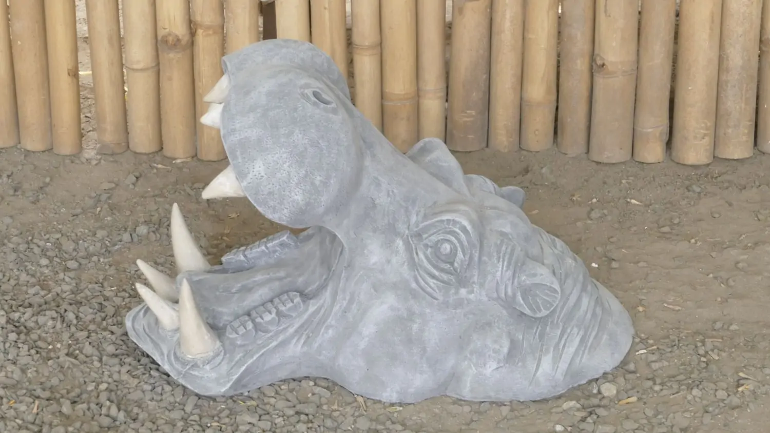 Artikelbild 2 des Artikels “Zuberi - Nilpferdkopf mit offenem Maul, 50cm L | Steinguss “